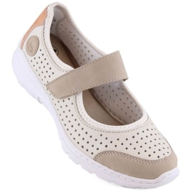 Bequeme durchbrochene Schuhe Rieker W RKR575A, beige