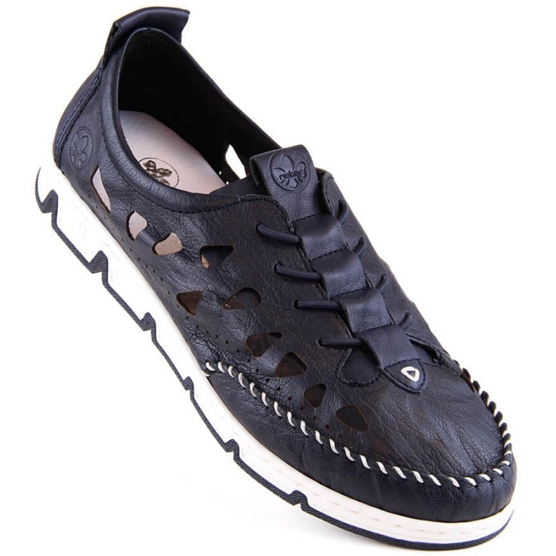 Durchbrochene Lederschuhe Rieker W RKR652, Marineblau