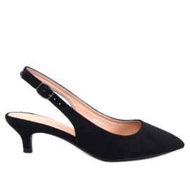 Malloi Schwarze niedrige Absätze mit offenem Absatz