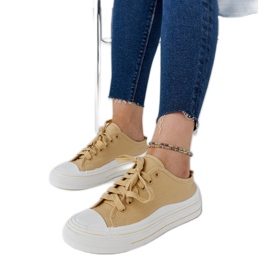 Beige Fiori-Plateau-Sneaker