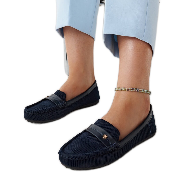 Marineblaue Stoff-Loafer von Fombio