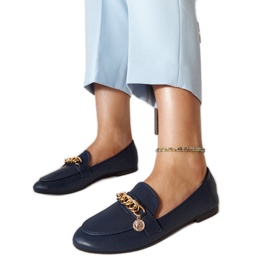 Marineblaue Slipper mit Scaletta-Kette