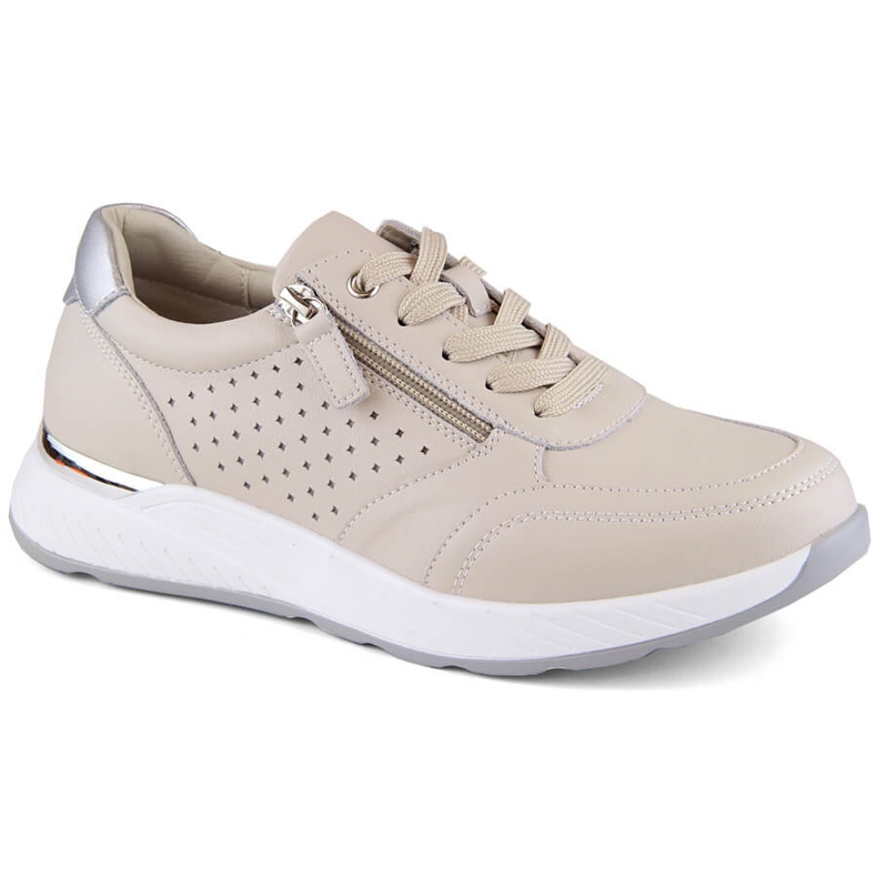 Beige Damen-Sportschuhe aus Leder eVento 7110