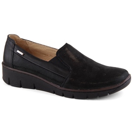 Bequeme Damen-Slipper aus Leder, schwarz Helios 350.015.011