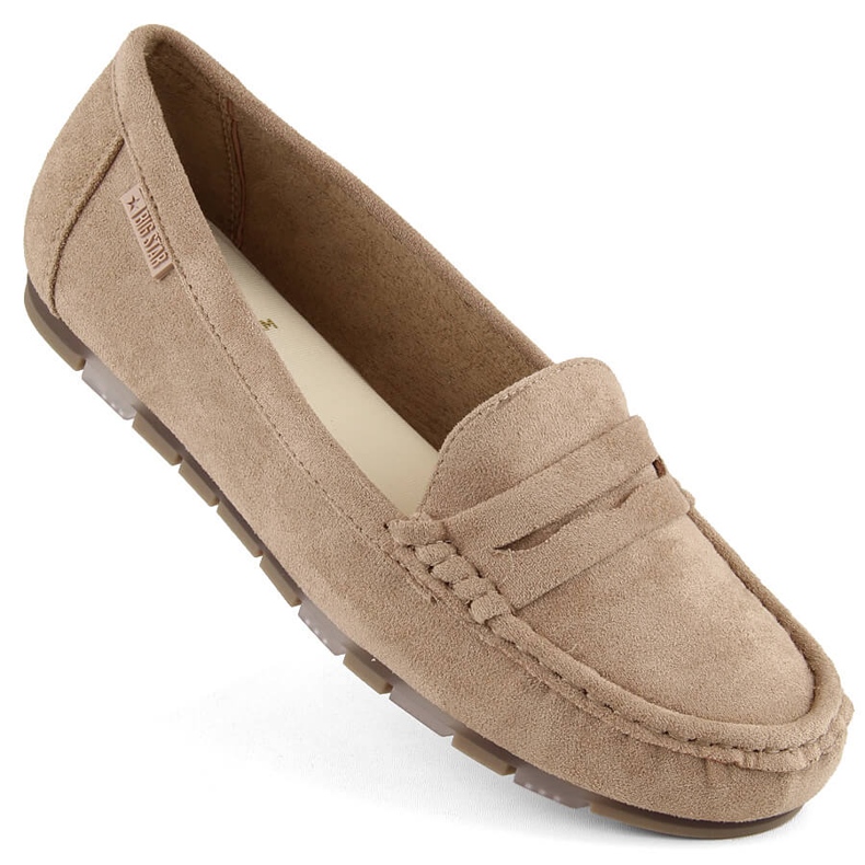 Bequeme beige Wildleder-Damenmokassins Big Star NN274930