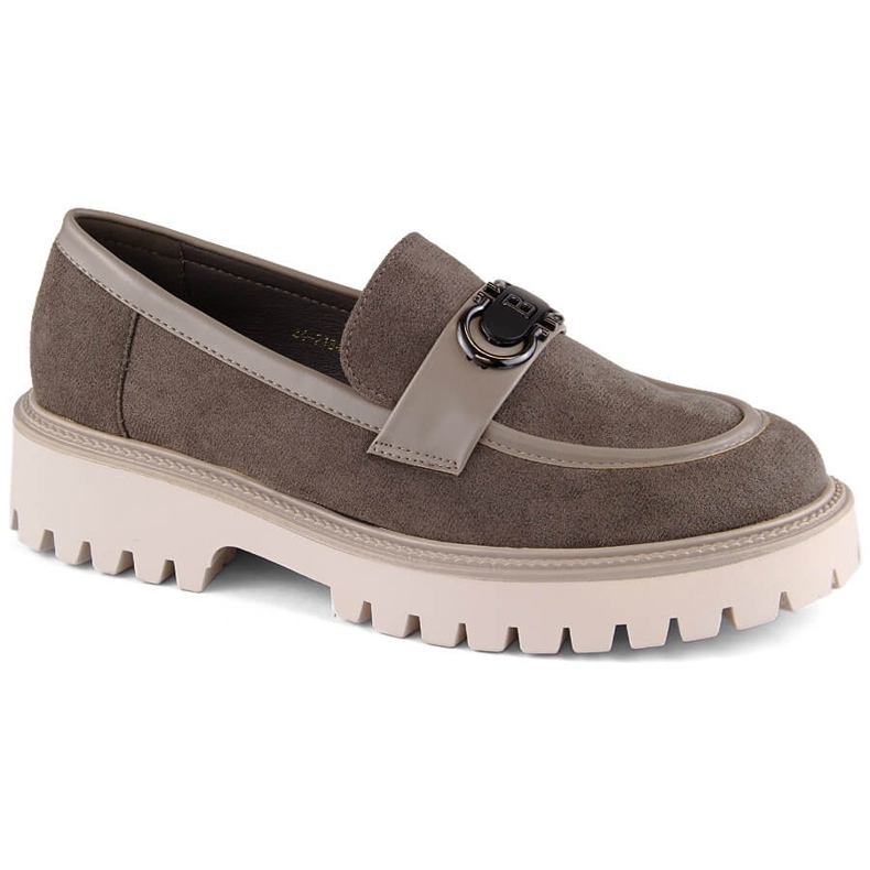 Damenschuhe aus Wildleder, Mokassins mit hohem Absatz und Plateau, braun Potocki YQ21342