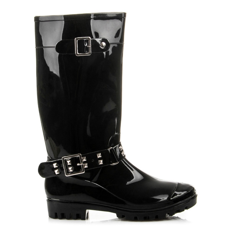 Regenstiefel mit abnehmbarer Schnalle schwarz