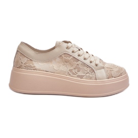S.Barski Spitzen -Frauen -Spitzen -Sneaker auf der Plattform S. Barski Hy51 Beige