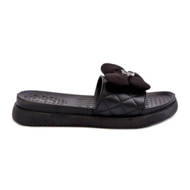Damen-Flip-Flops mit Verzierung auf niedrigem Plateau, Black Cedrella schwarz