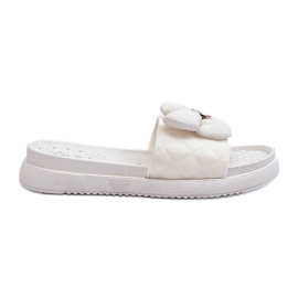 Weiße Cedrella-Damen-Flip-Flops mit Verzierung auf niedrigem Plateau