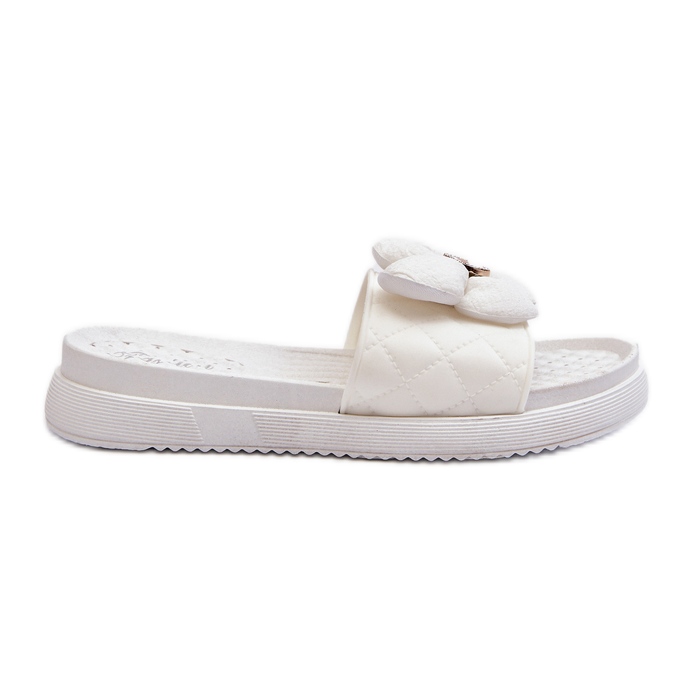 Weiße Cedrella-Damen-Flip-Flops mit Verzierung auf niedrigem Plateau
