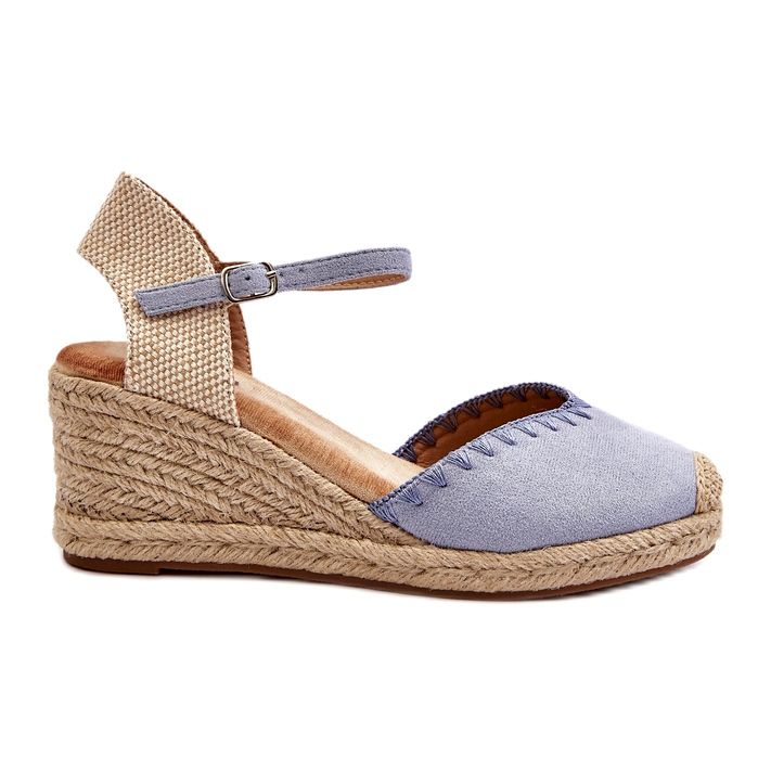 Joia Blaue Raylin Wildleder-Espadrille-Keilsandalen mit Flechten