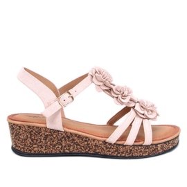 Fisken Beige Blumen-Keilsandalen