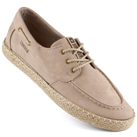Wildleder-Herrenschuhe, Mokassins, beige Espadrilles Big Star NN174054
