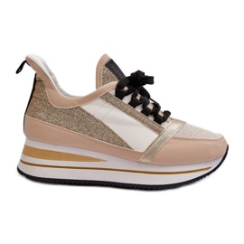 Keil- und Plateau-Sneaker für Damen mit Glitzer, Gold Rafani golden