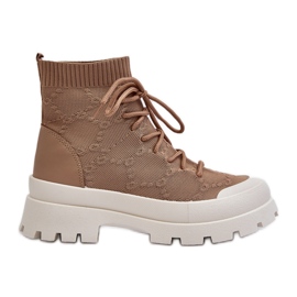 Damen-Sock-Slip-On-Stiefel Braun Solime