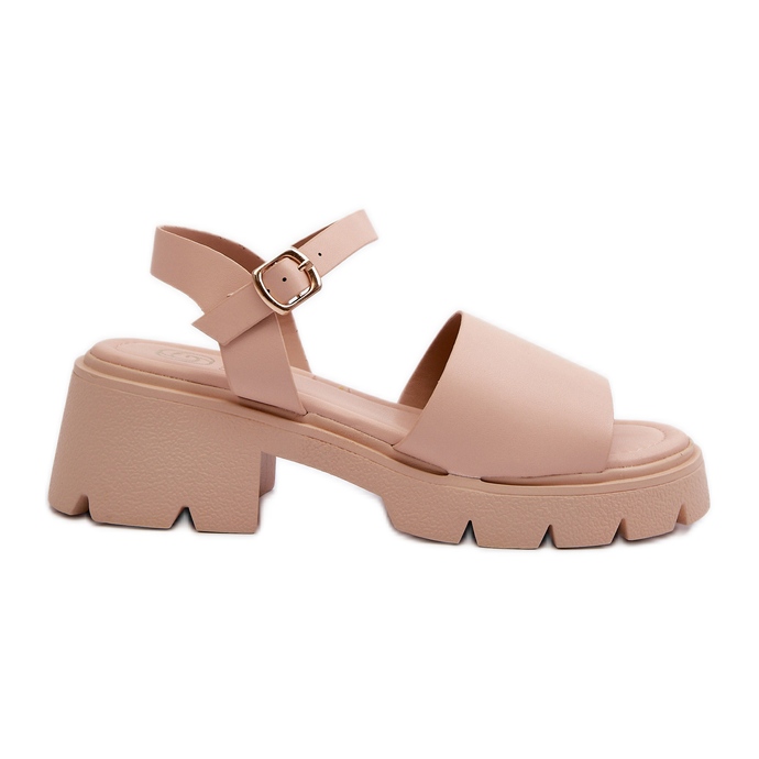 Damen-Sandalen mit klobigem Absatz, Nude Dottiassa beige