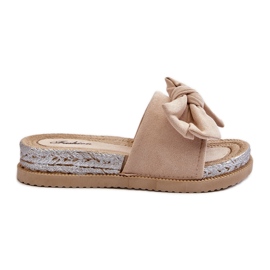 Damen-Plateau-Flip-Flops mit Schleife, Beige Aflia