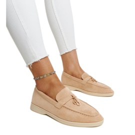 Beige Mokassins mit Metallanhänger von Fiorano