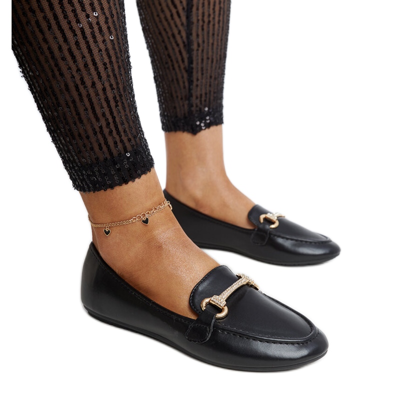 Schwarze Mokassins mit dekorativer Schnalle, Paddy