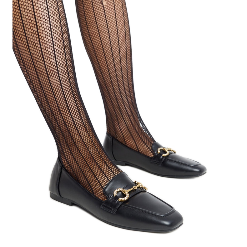 Schwarze Mokassins mit Areebah-Schnalle