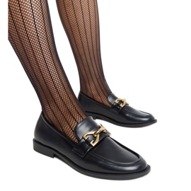 Lea schwarze Mokassins mit Schnalle