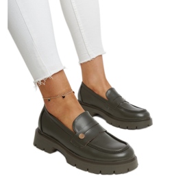 Dunkelgrüne Mokassins aus Öko-Leder Mladenka