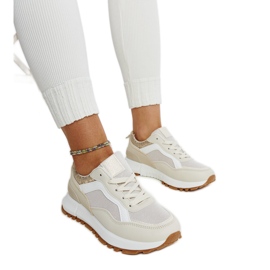 Beige Plateau-Sneaker mit Evelia-Glitzer