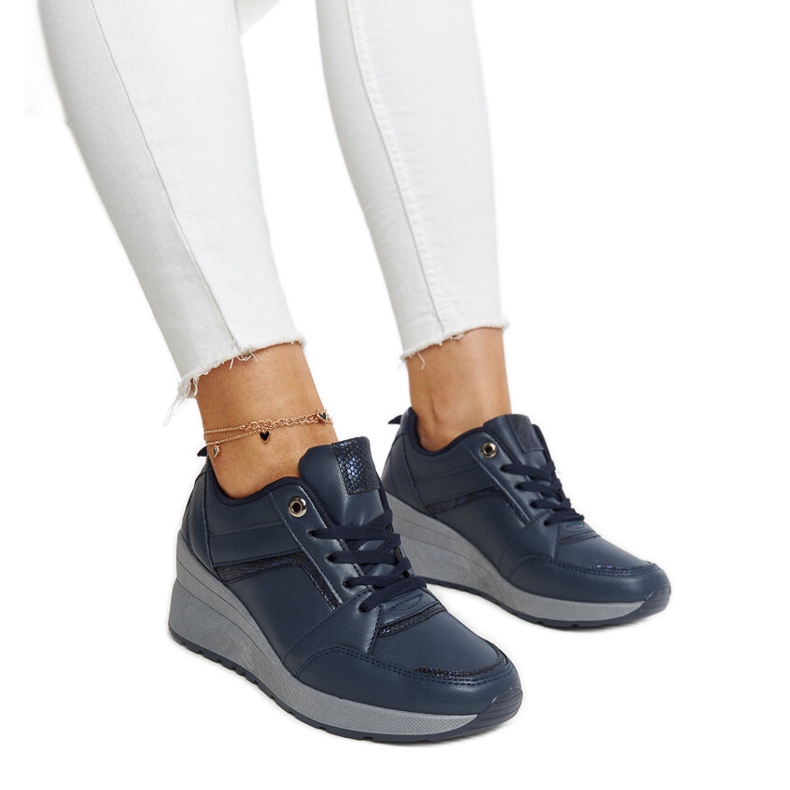 Marineblaue Cristel-Sneaker mit Keilabsatz