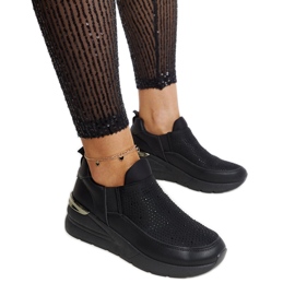 Schwarze Ashley-Sneaker mit Keilabsatz und Strasssteinen