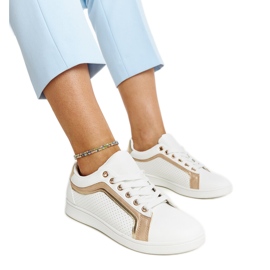 Weiß-goldene Amala-Plateau-Sneaker