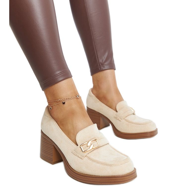 Hellbeige Aludra-Pumps mit hohem Absatz