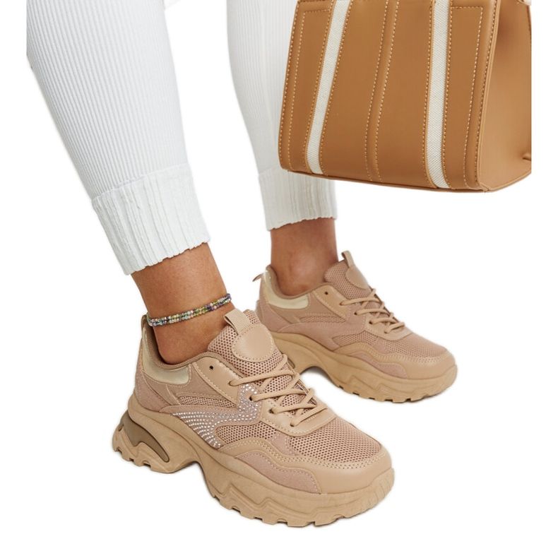 Braune Plateau-Sneaker, verziert mit Maras-Zirkonen