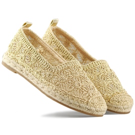 Damen-Espadrilles aus goldener Spitze