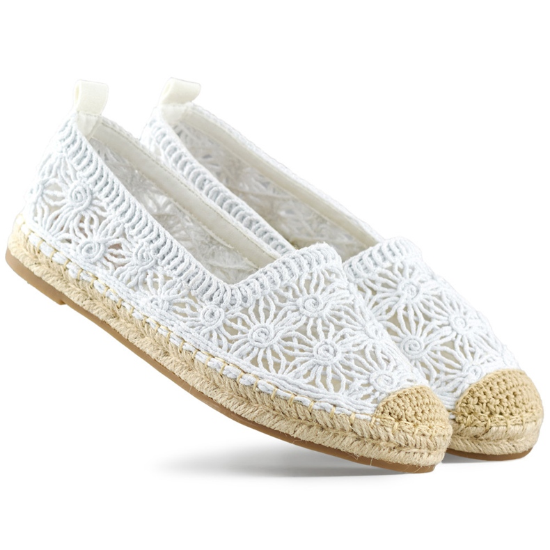 Weiße Espadrilles für Damen aus Spitze