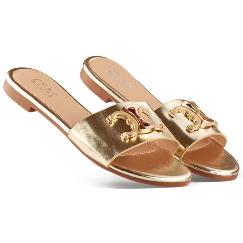 Goldene, elegante Damen-Flip-Flops mit Verzierung