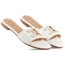 Weiße elegante Damen-Flip-Flops mit Verzierung