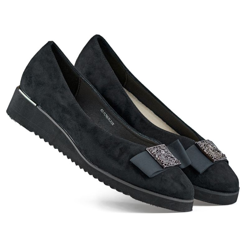 Schwarze Wildlederpumps mit niedrigem Keilabsatz