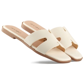 Beige klassische, lässige Damen-Slides