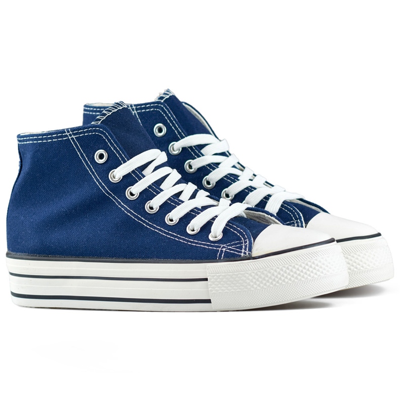 Marineblaue High-Top-Sneaker mit dicker Sohle