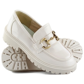 Lackbeige Damen-Loafer