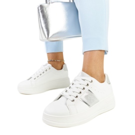 Weiß-silberne Sneaker mit dicker Finestra-Sohle