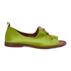 Zazoo 2660 Damen-Ballerinas aus Leder, Limette grün
