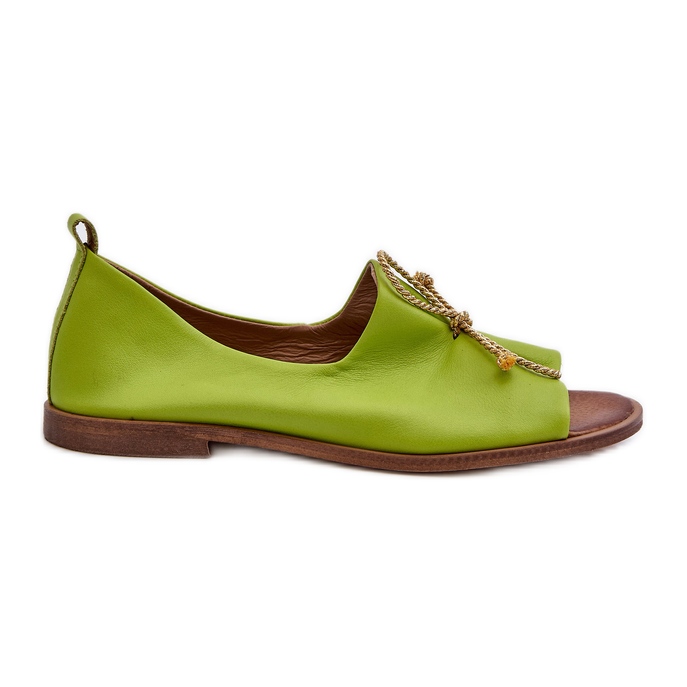 Zazoo 2660 Damen-Ballerinas aus Leder, Limette grün