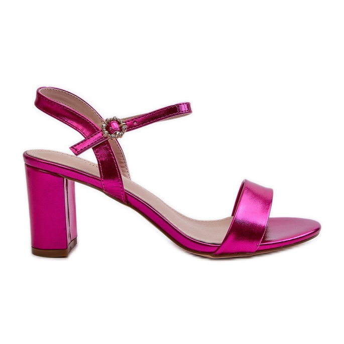 Metallic-High-Heel-Sandalen in Fuchsia von Glindra rosa