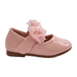 Kinder-Ballerinas aus Lackleder mit Klettverschluss und Schleife, rosa Olessa