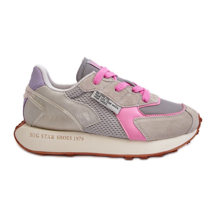 Damen-Sneaker auf der Memory Foam System Big Star-Plattform NN274680 Grau-Rosa