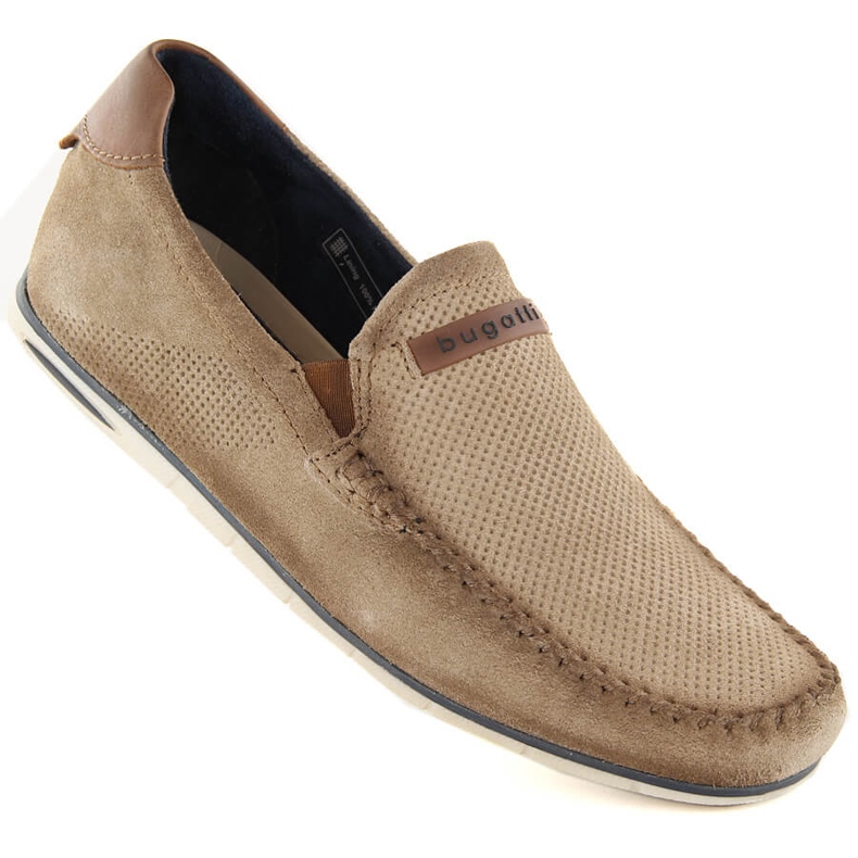 Leder-Wildlederschuhe Herren bequeme Mokassins beige Bugatti NN153433