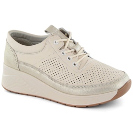 Sportschuhe aus Leder für Damen, beige Keilsneaker Artiker 54C1744