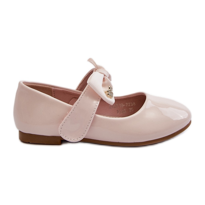 Kinder-Ballerinas aus Lackleder mit Klettverschlussschleife, rosa, katzenartig